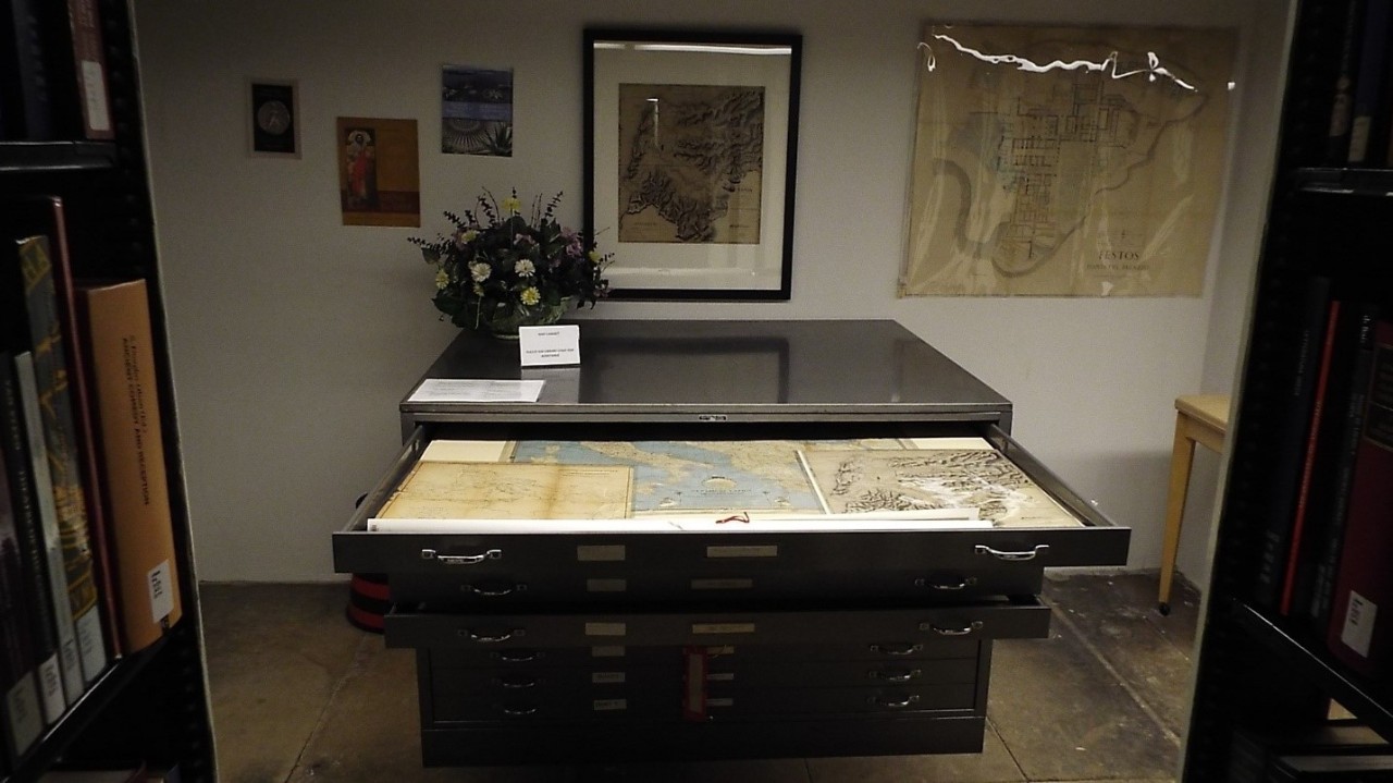 Cabinet with 20th c. Greek maps.