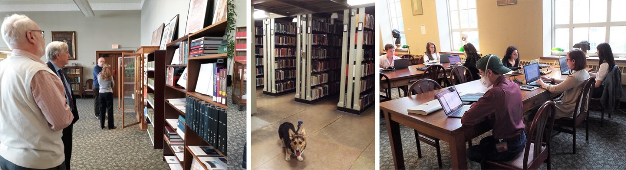 Library staff and student